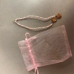 Pink and Gold Beaded keychain